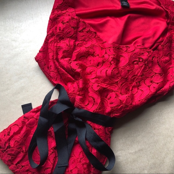 Lane Bryant Tops - Lane Bryant Lace Red Top w/ Bow!